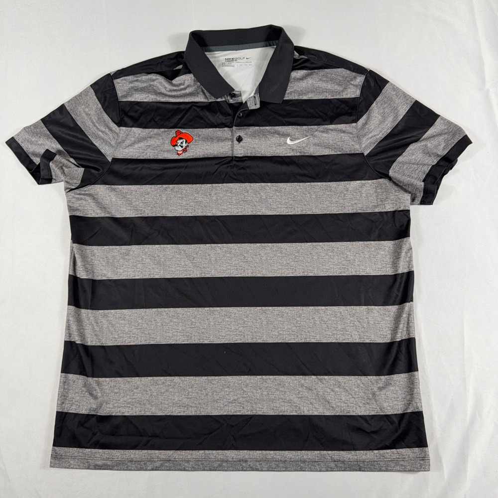 Nike Golf Polo UNLV Rebels Hey Reb Striped‎ Dri-FIT Mens XXL 725516-021